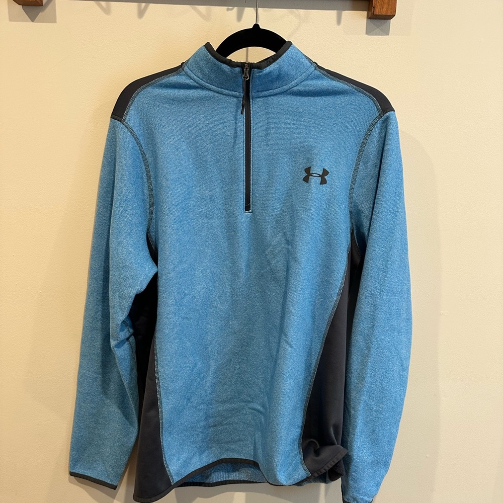 Under Armour Size Medium Mens Cold Gear Performance Fleece 1/4 Zip Blue